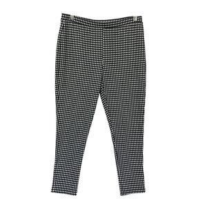 Chicos Crop Stretch Pants‎ Size 1 Medium Black White Gingham Check Pull On 30x24